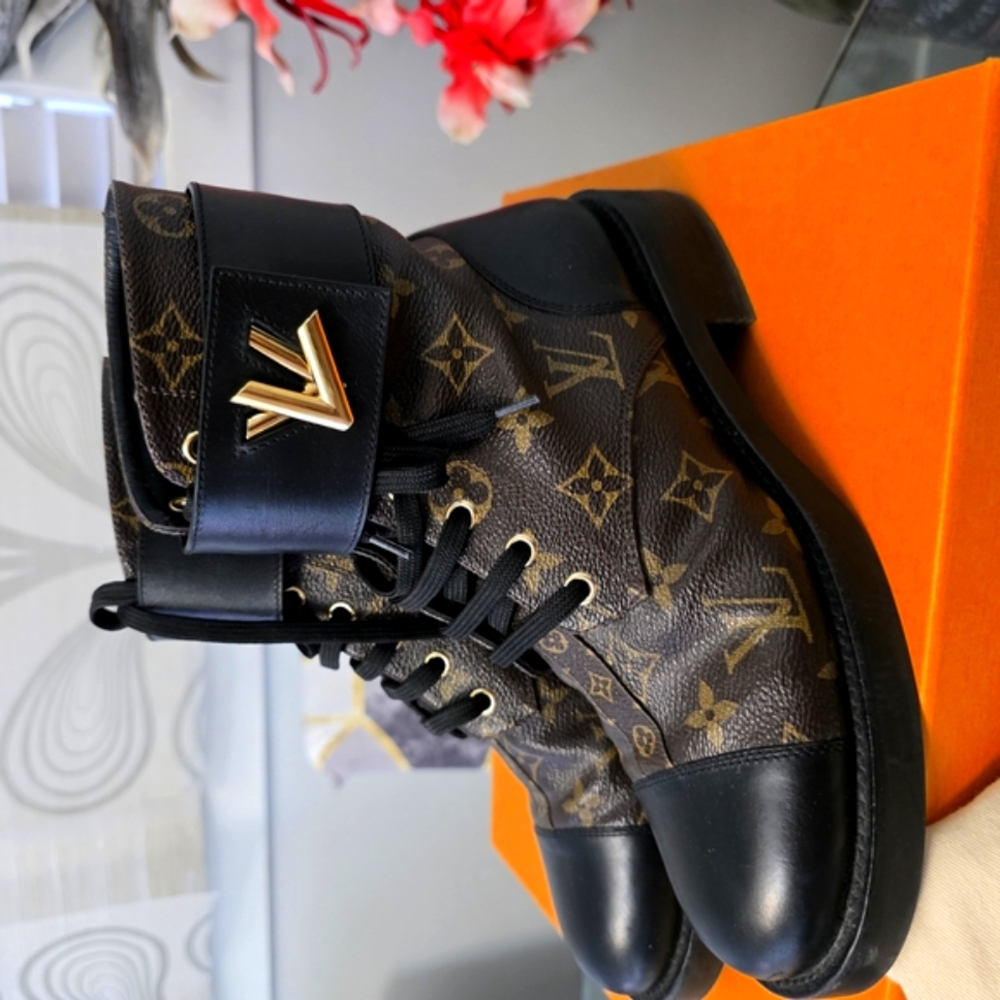 Louis Vuitton  Monogram Coated Canvas Wonderland Flat Ranger Boots